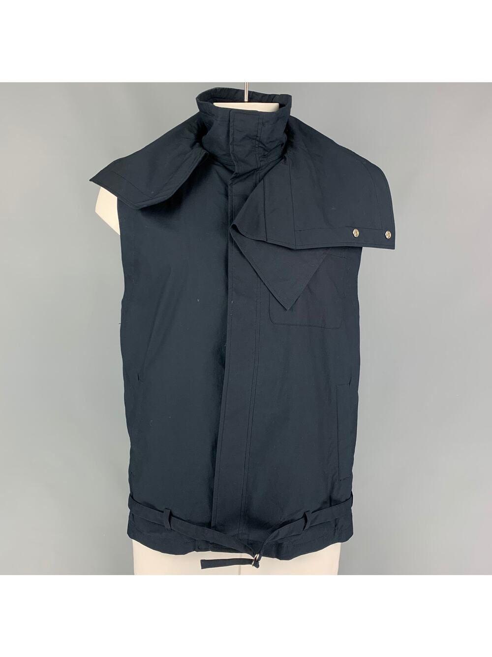 3.1 PHILLIP LIM Size S Navy Cotton High Collar Vest